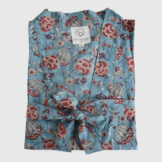Kimono en coton imprimé fleuri "Azul": S/M